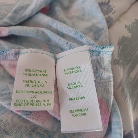 Lilly Pulitzer Women’s Pajama Top Sz L Pink Blue Floral Button Front Sleep Shirt - Picture 3 of 7